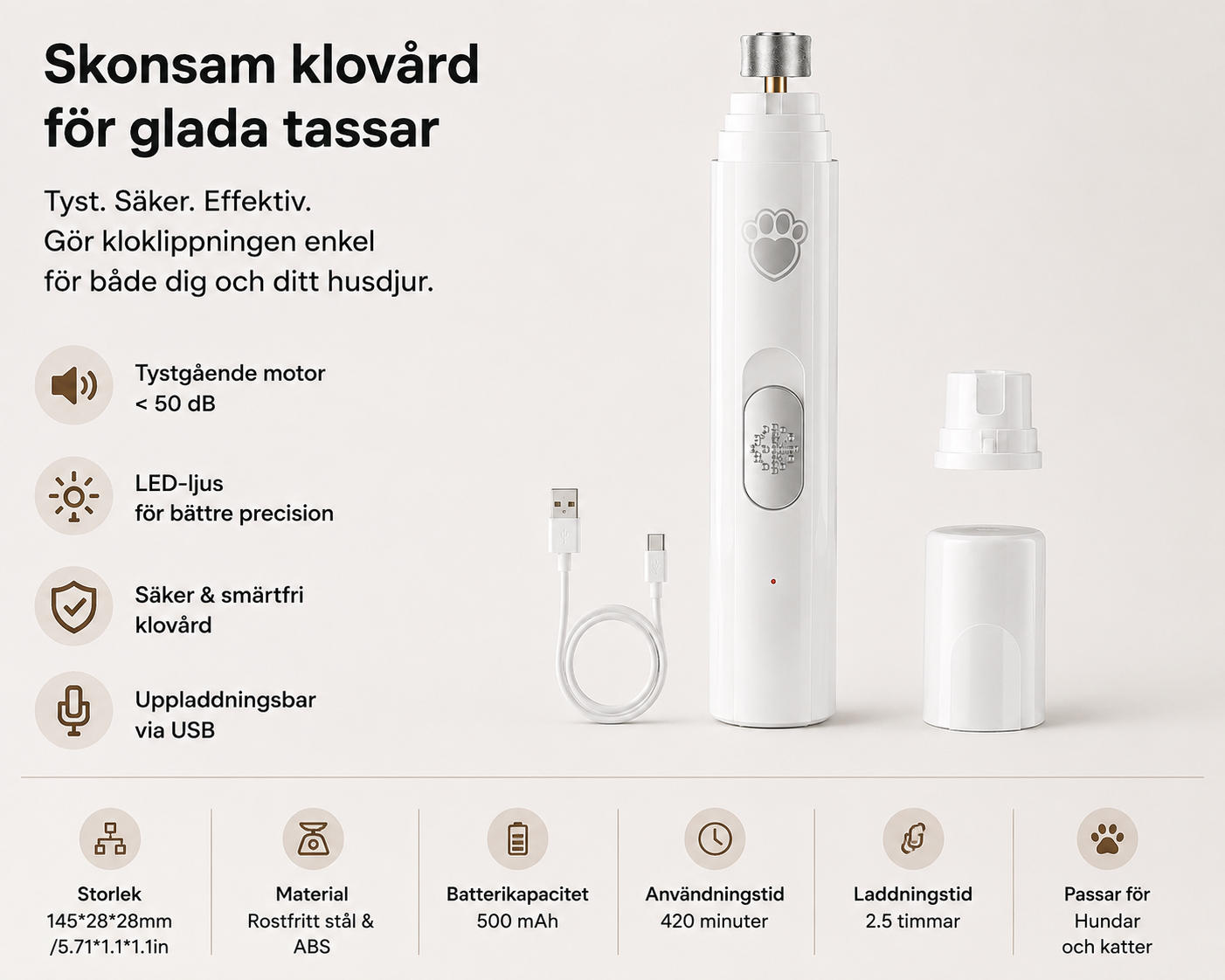 Pawly - Elektrisk kloslip för hund